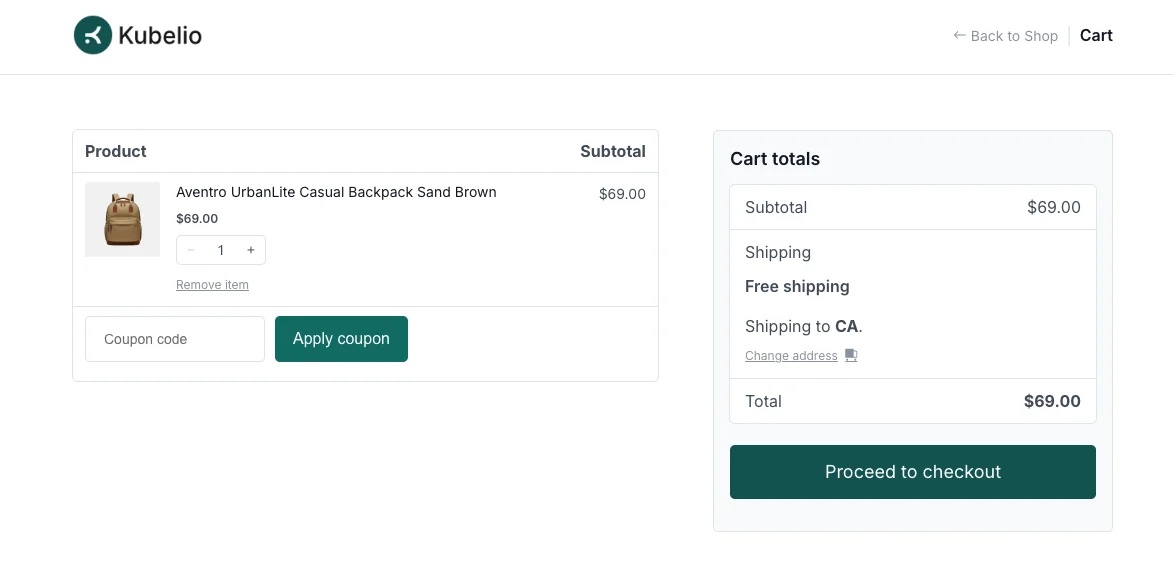 layout halaman cart woocommerce tema wordpress kubelio