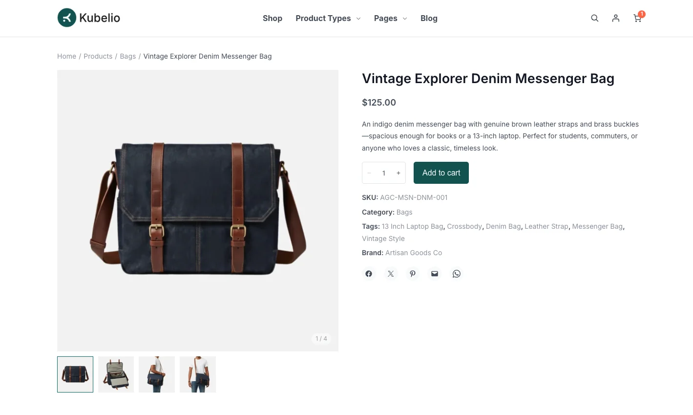 halaman produk woocommerce tema toko online wordpress kubelio